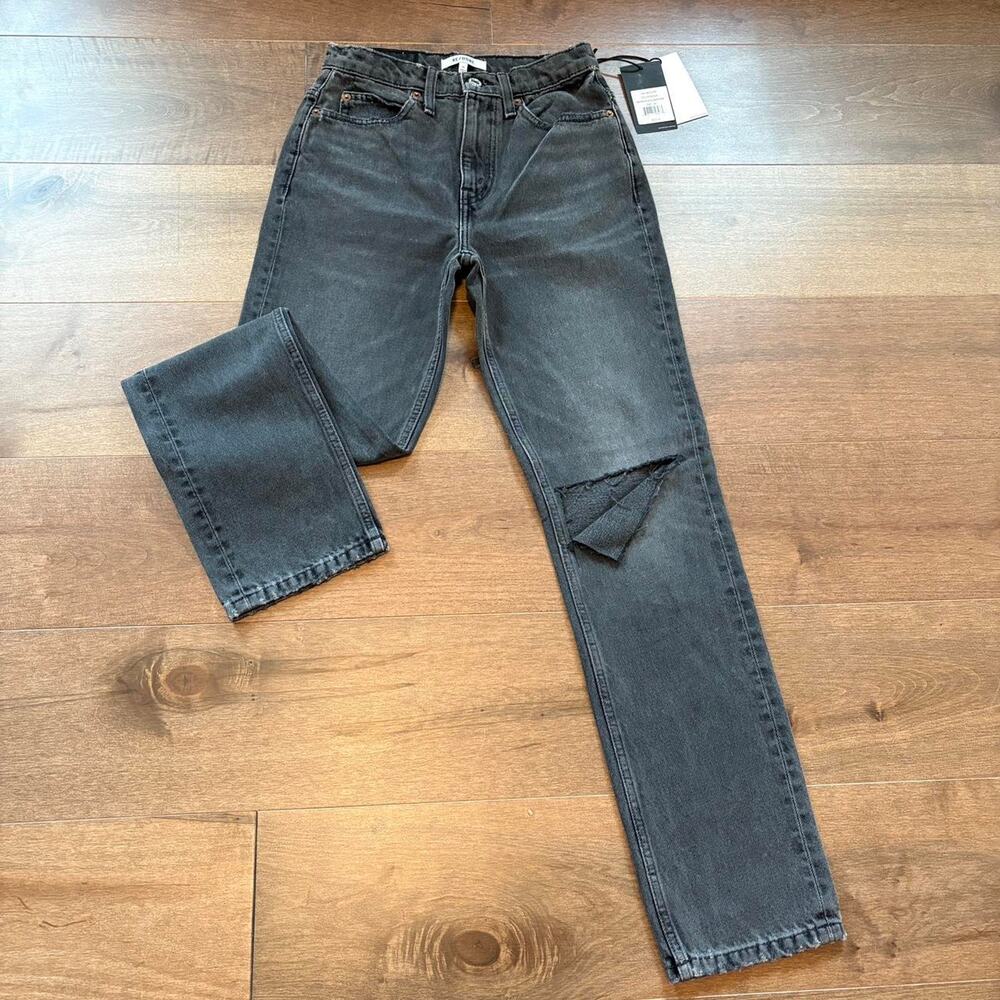RE/DONE Women's 70s Straight Worn Black with Rip Jean size 24 NWT